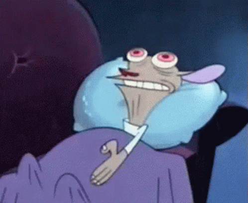 Cartoon Character Lying In Bed With Blue Pillow GIF