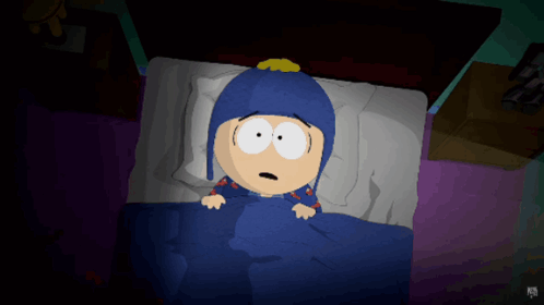 Cartoon Character Lying in Bed With Flashlight