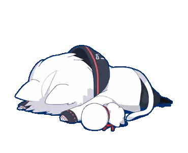 Cartoon Character Lying on Back With Red Bow