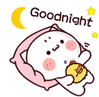 Cartoon Character Lying on Pillow With Goodnight