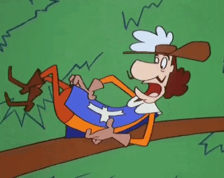 Cartoon Character Lying on Tree Branch Laughing