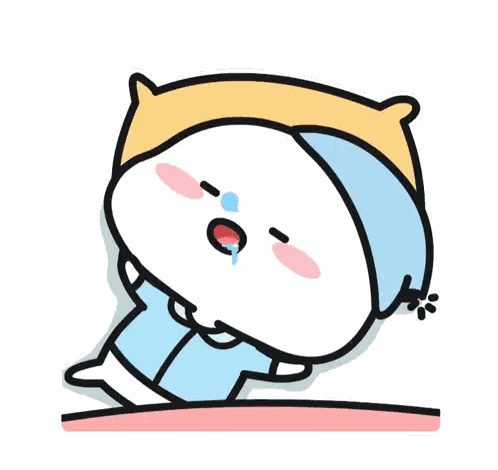 Cartoon Character Lying With Pillow Over Head