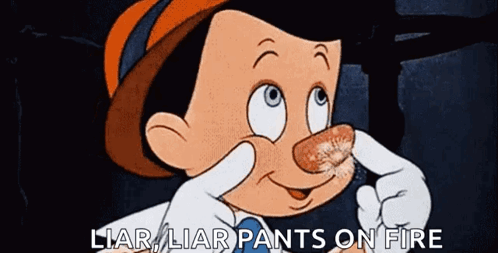 Cartoon Character Making Face Saying Liar Liar Pants on Fire
