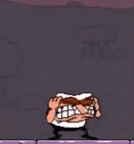 Cartoon Character Making Funny Face With Toothbrush