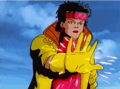 Cartoon Character Making Stop Sign Yellow Jacket Gloves