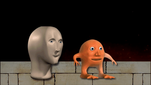 Cartoon Character Next to Man Saying Ah