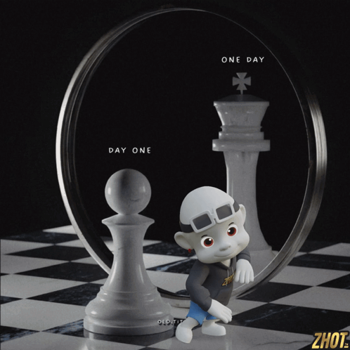 Cartoon Character Next to One Day Chess Piece