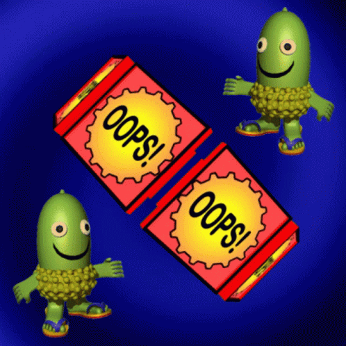 Cartoon Character Next to Oops Boxes