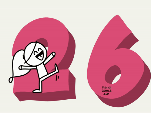 Cartoon Character Next to Pink Number Six