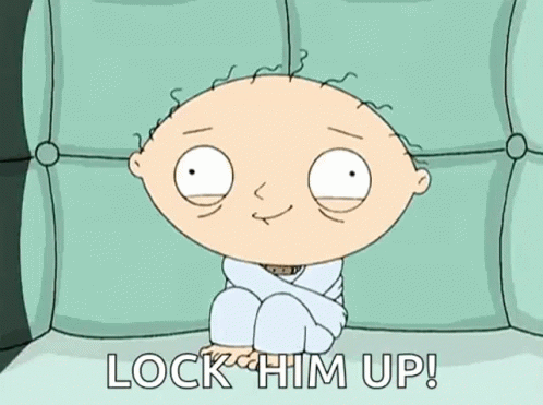 Cartoon Character On Couch Says Lock Him Up GIF