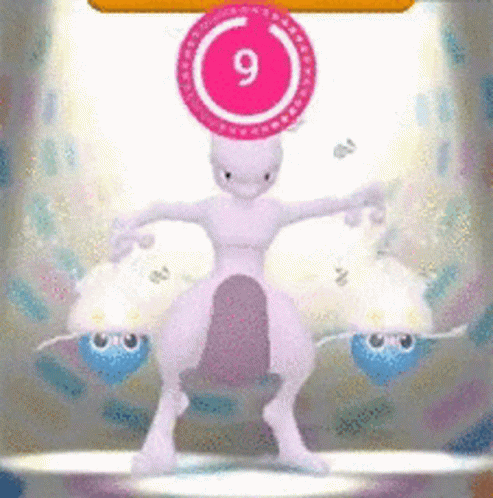 Cartoon Character on Stage With Pink Circle Number 9