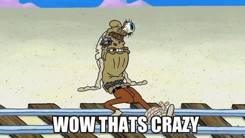 Cartoon Character on Train Tracks Saying Wow Thats Crazy