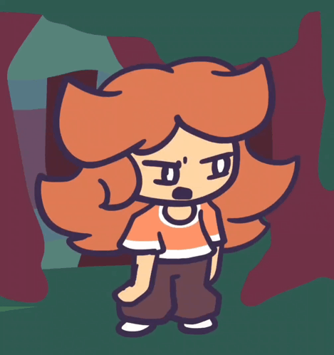 Cartoon Character Orange Hair Brown Pants