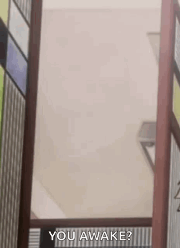 Cartoon Character Peeking Behind Door Says You Awake