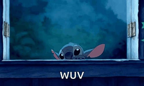 Cartoon Character Peeking from Window Saying Wuv