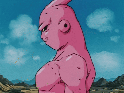 Cartoon Character Pink Body Blue Sky