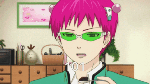 Cartoon Character Pink Hair Green Glasses 101