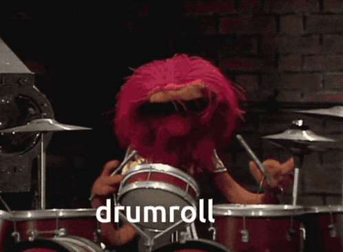 Cartoon Character Playing Drums Saying Drumroll