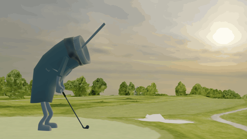 Cartoon Character Playing Golf