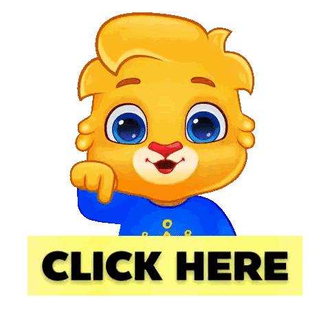 Cartoon Character Pointing at Click Here Sign