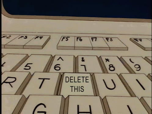 Cartoon Character Pointing at Delete Button