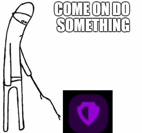 Cartoon Character Pointing at Purple Object Come On Do Something