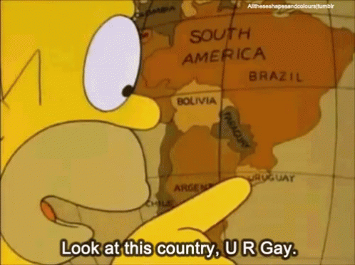 Cartoon Character Pointing To South America Map GIF