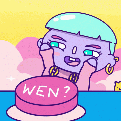 Cartoon Character Pressing Wen Button
