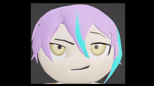 Cartoon Character Purple Blue Streaks Making Funny Face