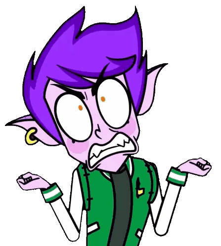 Cartoon Character Purple Hair Making Funny Face