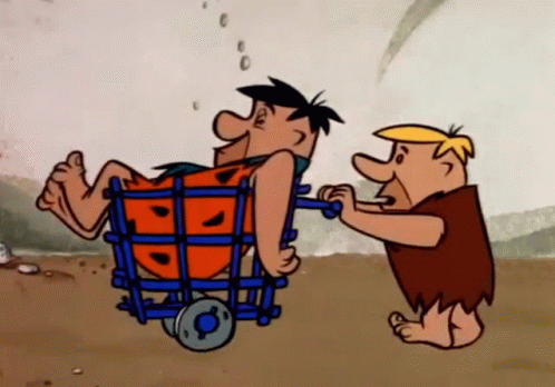 Cartoon Character Pushing Another in Wheelchair
