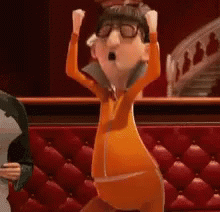 Cartoon Character Raising Arms