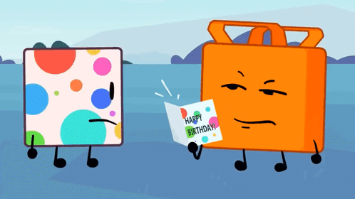 Cartoon Character Reading Birthday Card GIF