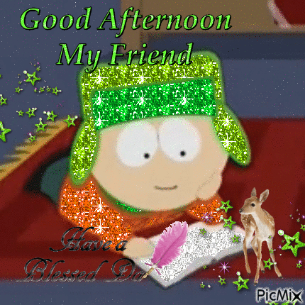 Cartoon Character Reading Book Good Afternoon My Friend