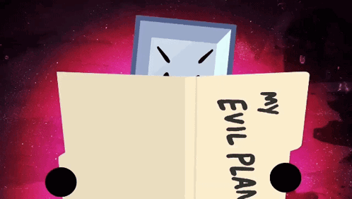 Cartoon Character Reading Book My Evil Plan
