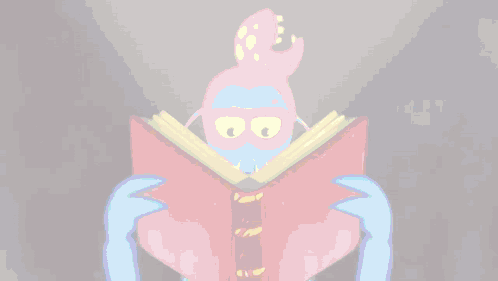 Cartoon Character Reading Book With Glasses GIF