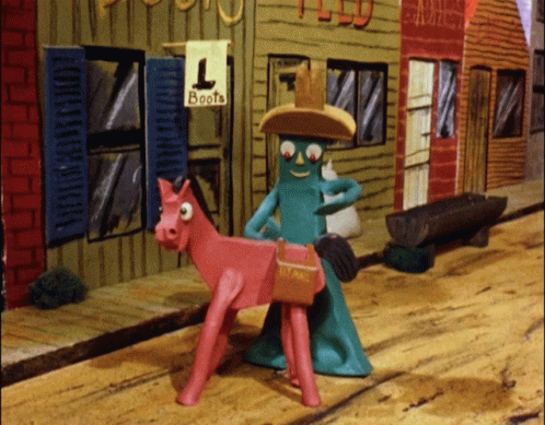 Cartoon Character Riding Pink Donkey
