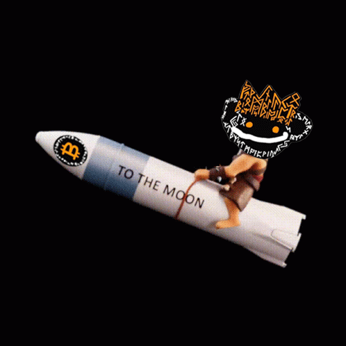Cartoon Character Riding Rocket To The Moon GIF