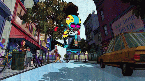 Cartoon Character Riding Roller Skate