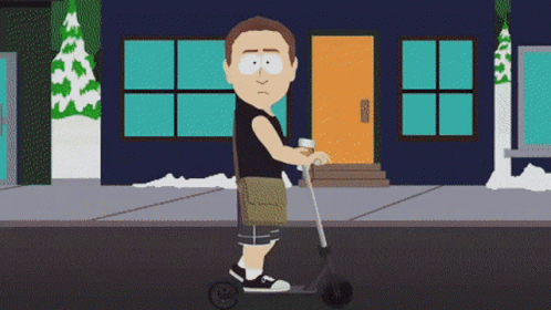 Cartoon Character Riding Scooter GIF