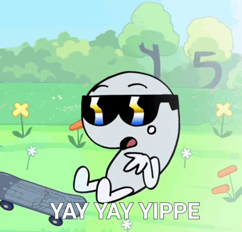 Cartoon Character Riding Skateboard Yay Yippee GIF