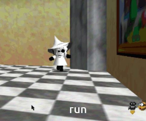 Cartoon Character Running in Room