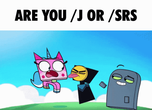 Cartoon Character Saying Are You J or Srs