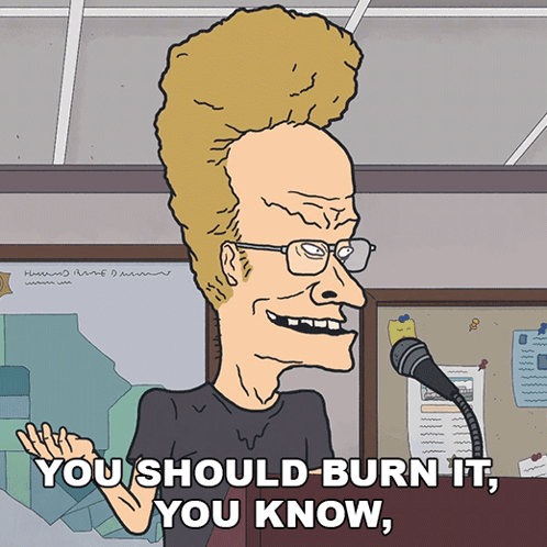 Cartoon Character Saying Burn It