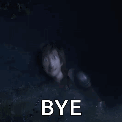 Cartoon Character Saying Bye in Dark Room