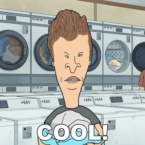 Cartoon Character Saying Cool in Laundry Room