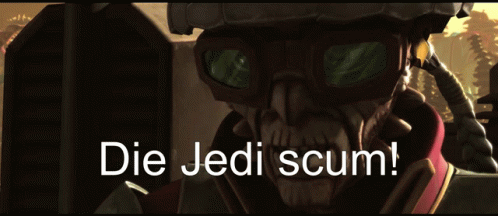 Cartoon Character Saying Die Jedi Scum GIF