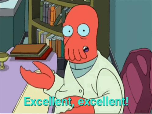 Cartoon Character Saying Excellent Excellent in Library