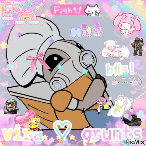 Cartoon Character Saying Fight BFFs