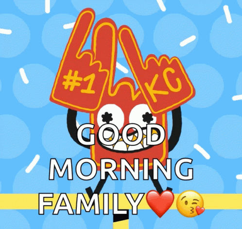 Cartoon Character Saying Good Morning Family With Heart